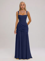 Women's Halter Sleeveless Pleated Maxi Evening Dress