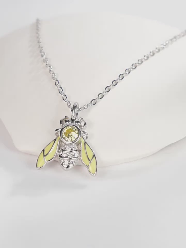 Women's 925 Sterling Silver Honeybee Pendant Necklace AM-TL265
