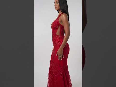 Red Elegant Halter Mermaid Ball Gown