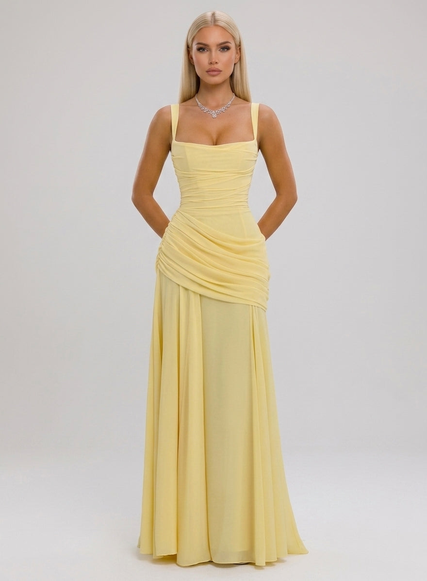 Women's Halter Sleeveless Pleated Maxi Evening Dress