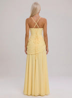 Women's Halter Sleeveless Pleated Maxi Evening Dress
